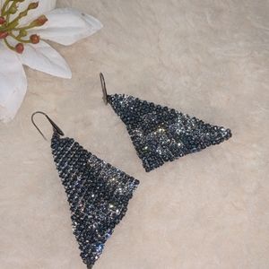 Swarovski black crystal mesh dangle earrings
